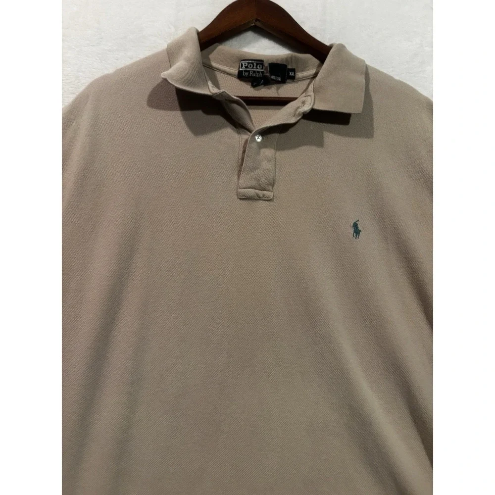 Vintage Polo Ralph Lauren Mens‎ XXL Classic Tan Polo Shirt Short Sleeve Khaki